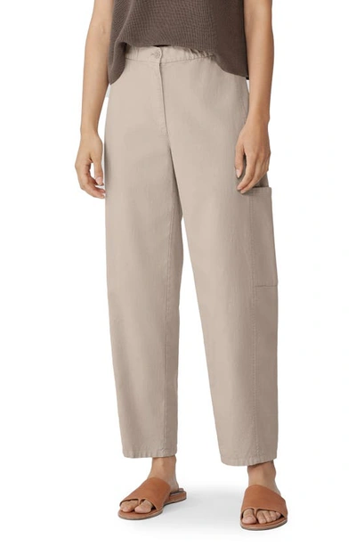 Eileen Fisher Tapered Stretch Cotton Ankle Pants In Wheat