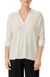 Eileen Fisher Ribbed Spread-collar Pullover In Ivory