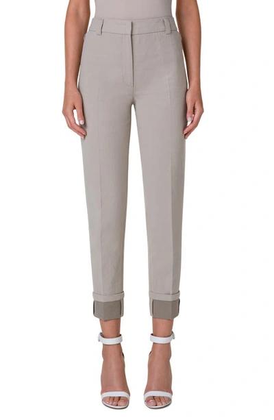 Akris Maxima Conical-leg Roll-cuff Ankle Pants In Salvia