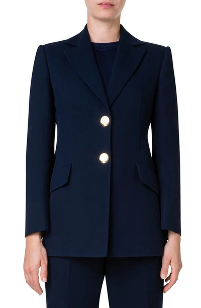 Akris Matthieu Double-face Single-breasted Jacket In Navy