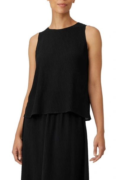 Eileen Fisher Scoop-neck Silk Jacquard Tank In Black