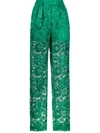 Akris Fidelia Floral Lace Pleated Conical-leg Pants In Green