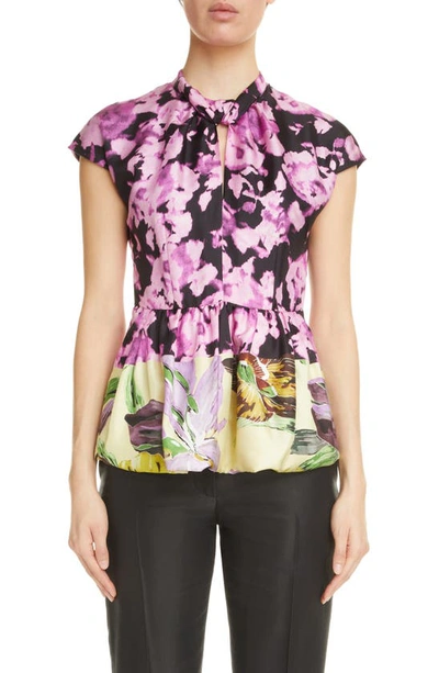 Dries Van Noten Coromos Floral-print Peplum Top In Multi