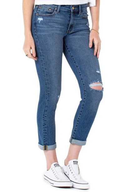 Rachel Roy Girlfriend Distressed Rolled Hem Crop Jeans In Chalet