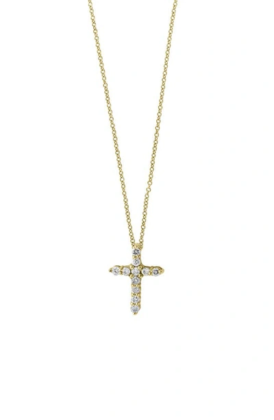 Effy 14k Yellow Gold Pavé Diamond Cross Pendant Necklace