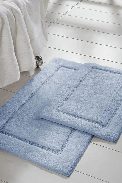 Modern Threads Charcoal Solid Loop Non-slip Bath Mat 2-piece Set In Light Blue