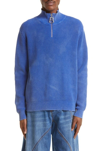 Jw Anderson Long-sleeve Zip-fastening Jumper In Blue