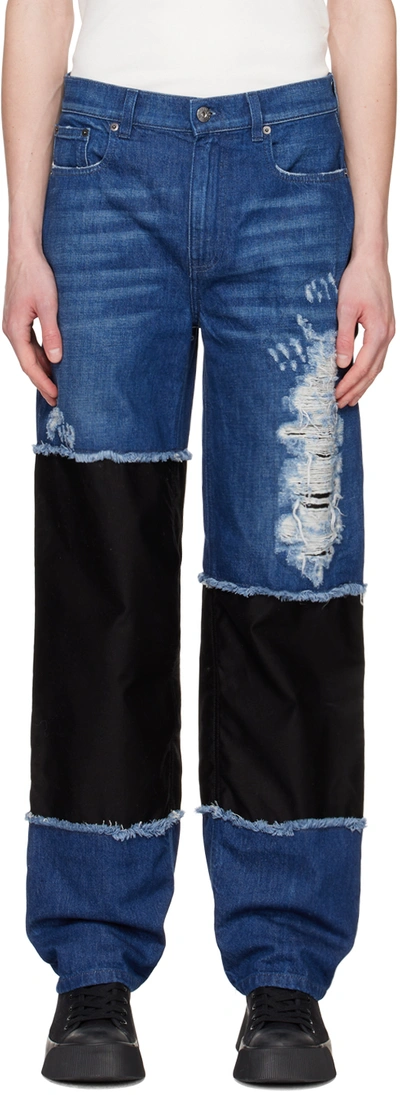 Jw Anderson Distressed Straight-leg Jeans In Blue