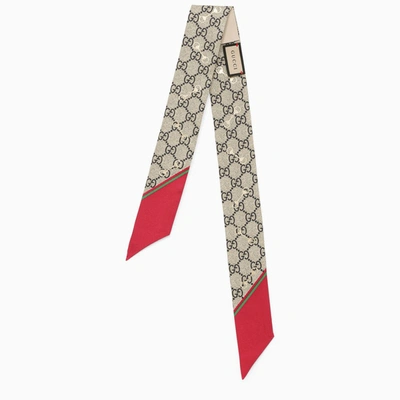 Gucci Scarf With Gg Print And Red Border