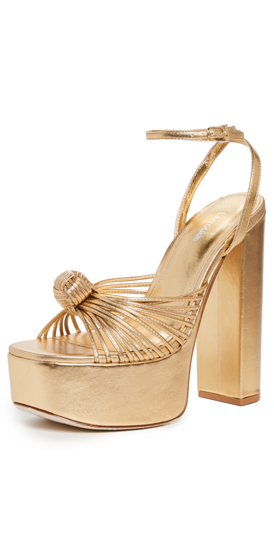 Larroude Valerie Platform Sandals In Gold