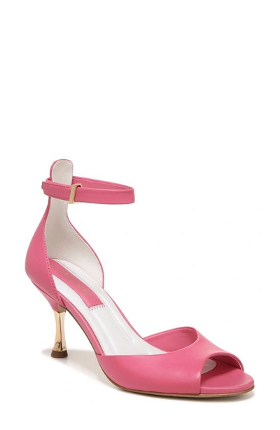 Franco Sarto Rosie Ankle Strap Peep Toe Sandal In Peony Pink Leather
