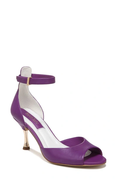Franco Sarto Rosie Ankle Strap Peep Toe Sandal In Violet Purple Leather