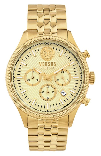 Versus Men's Chronograph Colonne Ion Plated Stainless Steel Bracelet Watch 44mm In Gold