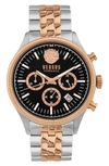 Versus Men's Chronograph Colonne Ion Plated Stainless Steel Bracelet Watch 44mm In Two Tone Rose Gold