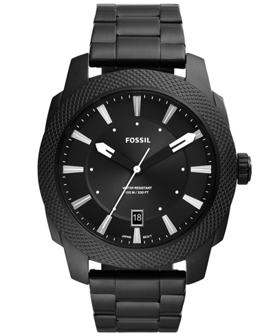 Fossil Men's Machine Quartz Black Stainless Steel Bracelet Watch, 49mm In Gray