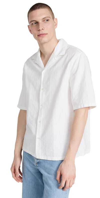 Officine Generale Eren Camp Collar Short Sleeve Shirt In White