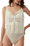 Free People Women's Still The One Lace Thong Bodysuit In Evening Cream