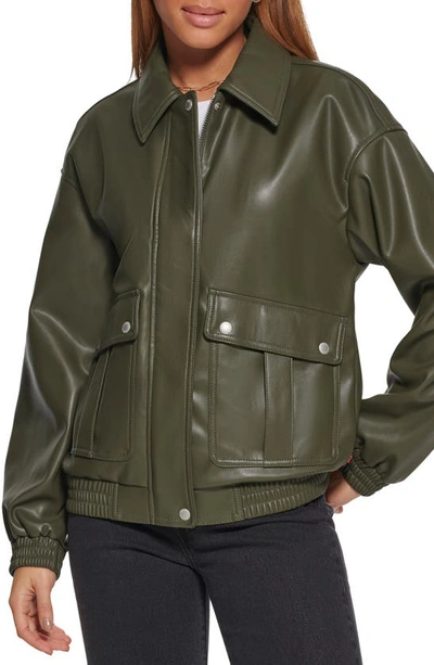 Levi's® Faux Leather Dad Bomber Jacket In Forest