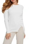 Guess Irmine Laced-up Rib Sweater In White