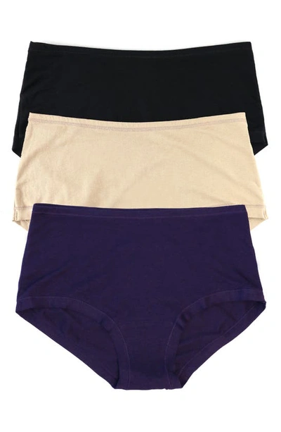 Hanky Panky Play Assorted 3-pack Boyshorts In Bla/ Cha/ Co