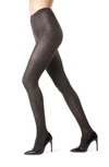 Memoi Flat Knit Sweater Tights In Charcoal