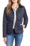 Barbour Deveron Diamond Quilted Jacket In Navy/ Pale Pink