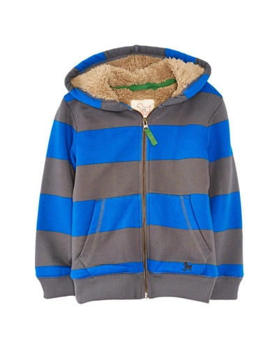 Boden Kids' Mini  Boys' Cloud & Cobalt Stripe Cotton Hoodie In Multi