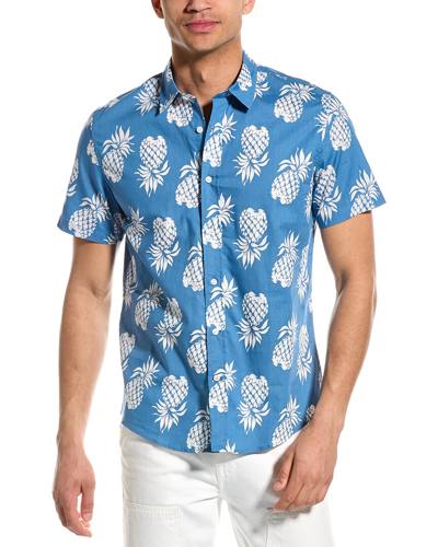 Slate & Stone Pineapple Print Short Sleeve Button-up Shirt In Blue