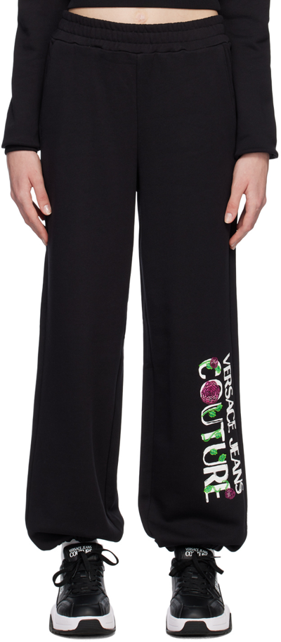 Versace Jeans Couture Logo-print Cotton Track Pants In E899 Black