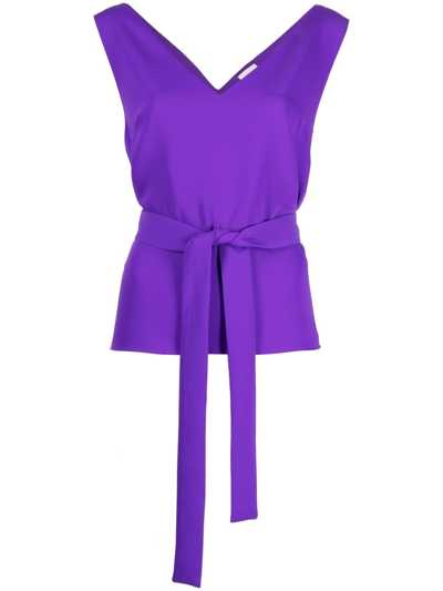 P.a.r.o.s.h Silk Tie-waist Blouse In Purple