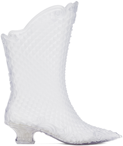 Y/project Translucent Melissa Edition Court Boots In Clear/white