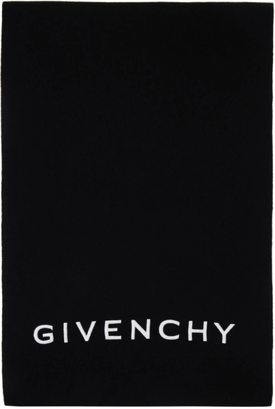 Givenchy Logo嵌花针织围巾 In Black