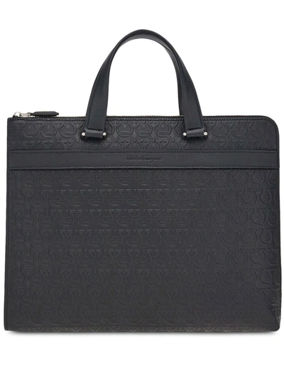 Ferragamo Gancini-pattern Laptop Case In Black