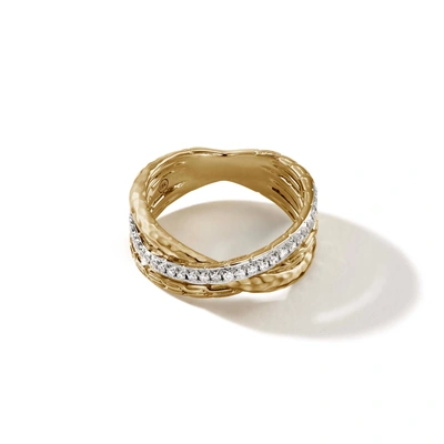 John Hardy Palu Pavé Crossover Ring In Gold