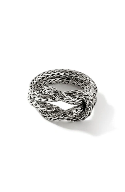 John Hardy Love Knot Chain Ring In Silver