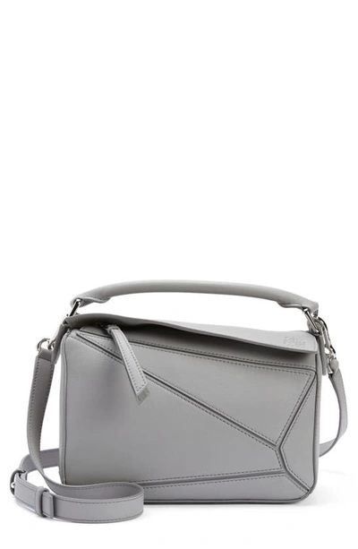 Loewe Puzzle Small Shoulder Bag In Pearl Grey