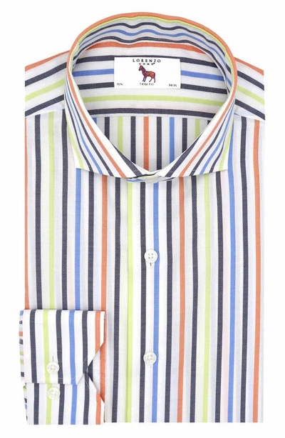 Lorenzo Uomo Trim Fit Stripe Dress Shirt In White