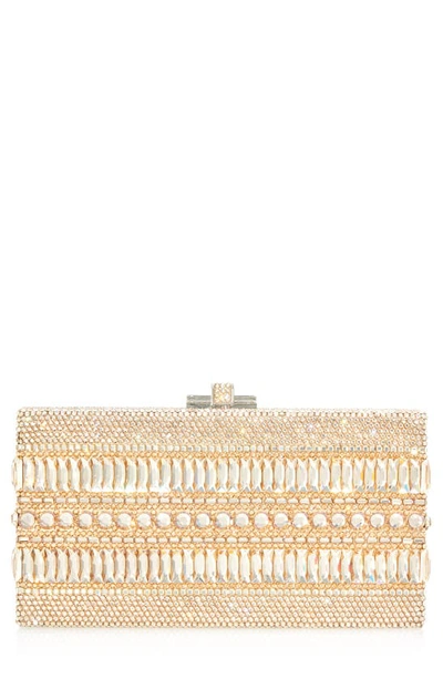 Judith Leiber Rectangle Crystal Embellished Box Clutch In Silver Prosecco Multi
