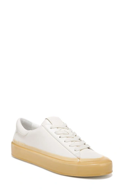 Vince Gabi Leather Transparent-sole Sneakers In White Cream