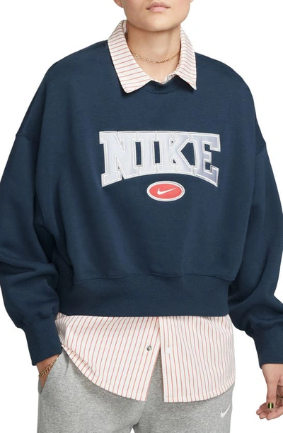 Nike Women's  Sportswear Phoenix Fleece City Edition Over-oversized Crewneck Sweatshirt In Armory Navy
