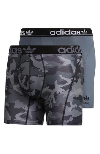 Adidas Originals Adidas Men's Originals Trefoil Boxer Briefs (2-pack) In Grey Camo/grey