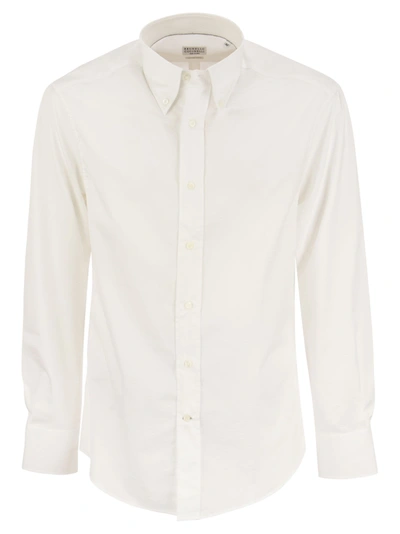 Brunello Cucinelli Slim Fit Twill Shirt Button Down In White