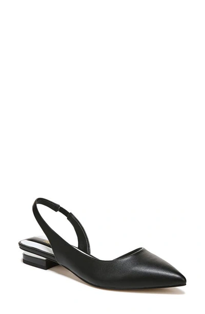 Franco Sarto Tyra Pointed Toe Slingback Flat In Black Leather
