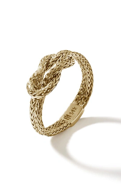 John Hardy Love Knot Chain Ring In Gold