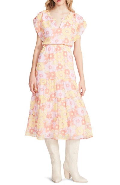 Steve Madden Leigh Floral Midi Dress In Pink