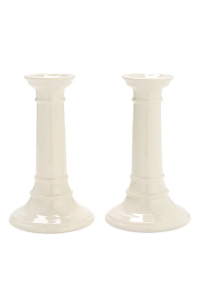 The Conran Shop Set Of 2 Ceramic Candleholders In White