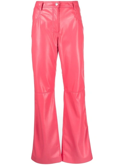 Msgm Faux-leather Straight-leg Trousers In Pink