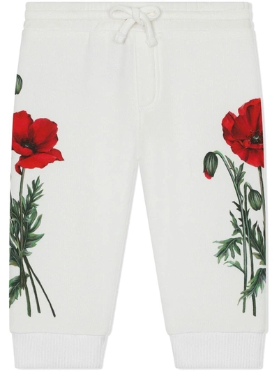 Dolce & Gabbana Babies' Floral-print Joggers In White