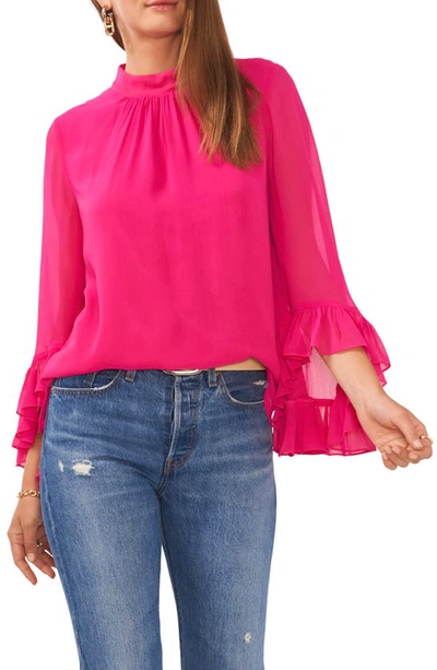 Vince Camuto Stand Collar Top In Pomegranite Pink