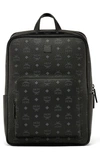 Mcm Aren Visetos Logo Monogram Medium Backpack In Black